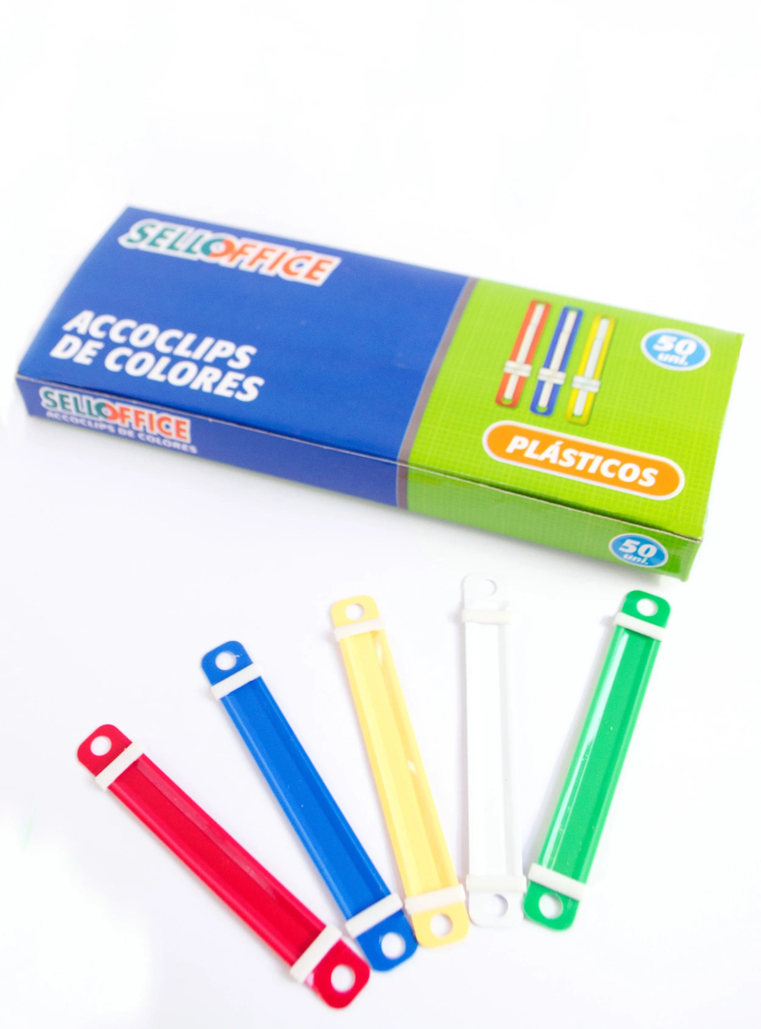 ACCOCLIPS PLASTICO SELLOFFICE 50UND COLOR3B001010i