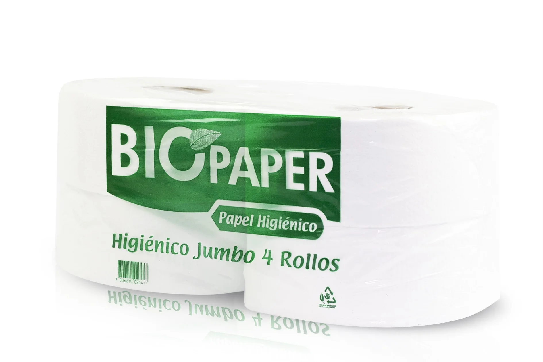 PACK 4 PAPEL HIGIENICO JUMBO 500MT 20GR BIOPAPER