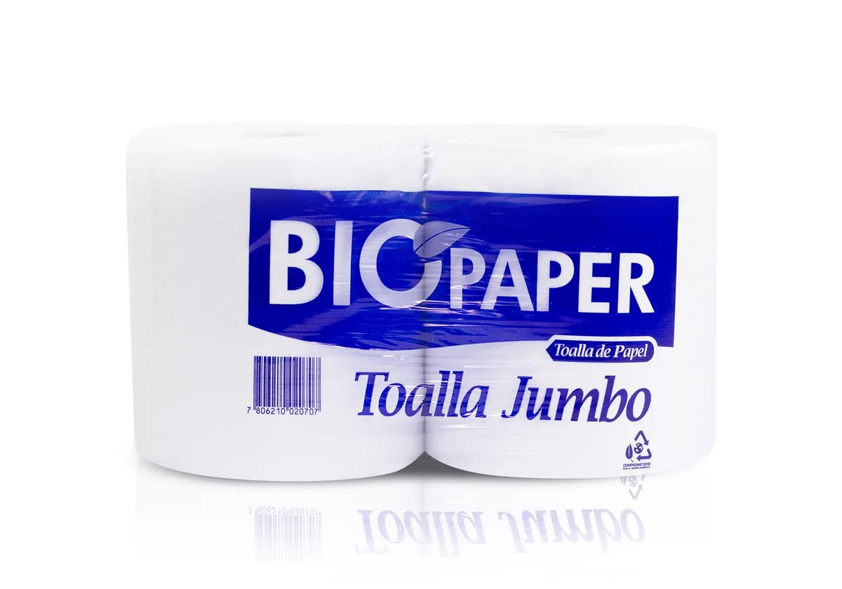 PACK 2 TOALLA PAPEL JUMBO BIOPAPER 200MT AZUL 28G