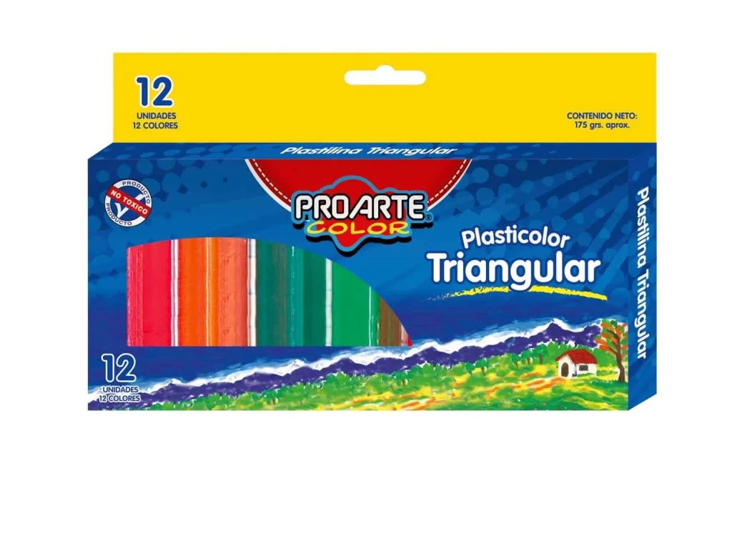 PLASTICINA 12 COL PROARTE TRIANGULAR 18899-9 i
