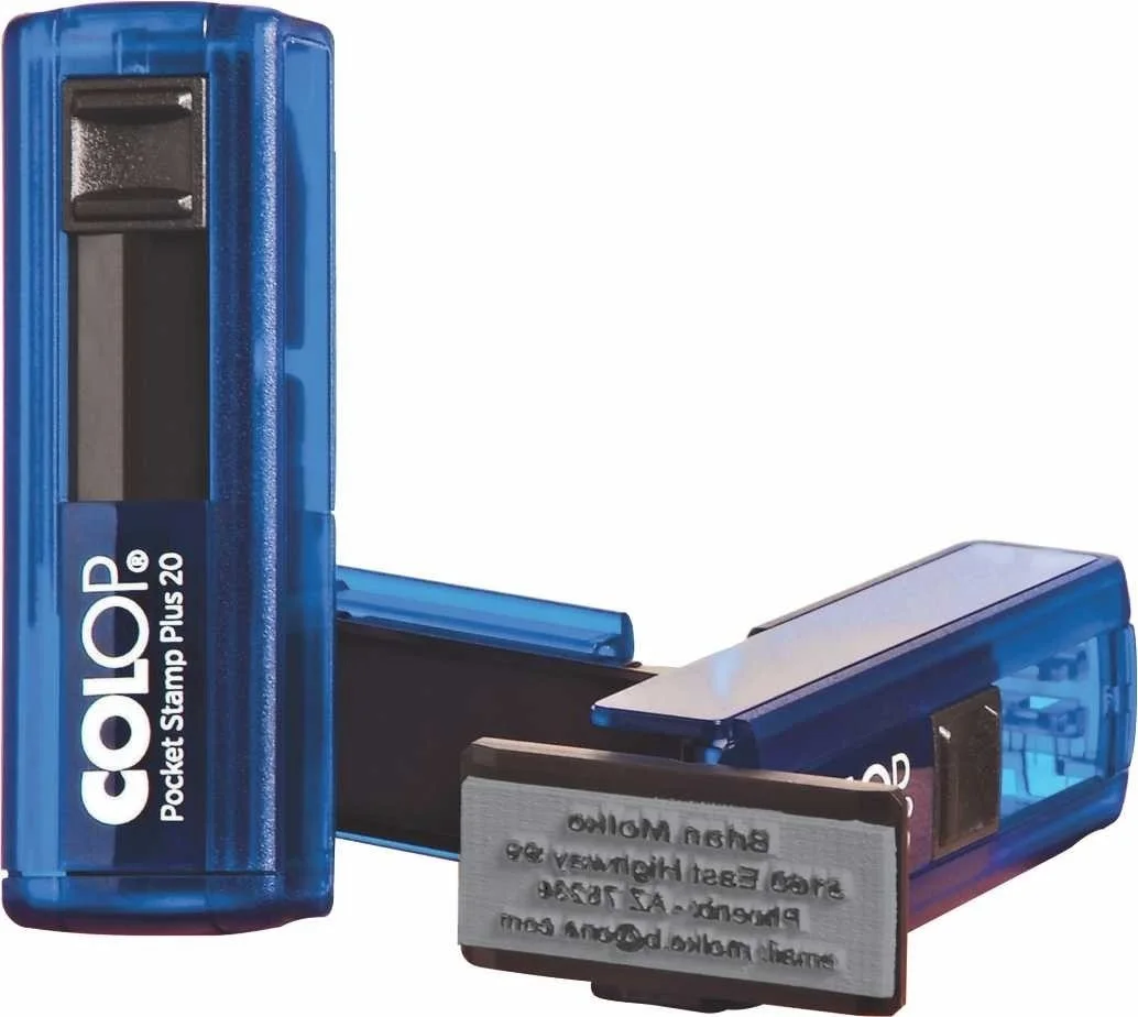 TIMBRE POCKET STAMP PLUS 20 AZUL 380040 COLOP "PERSONALIZADO"
