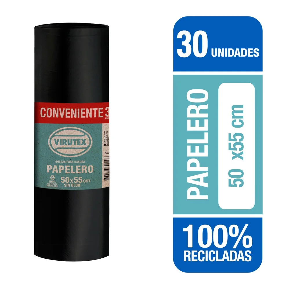 BOLSA BASURA 50 X 55 NEGRA 20UND VIRUTEX BIOROLLO
