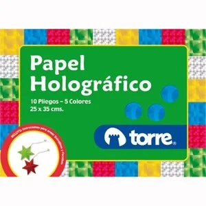 BOLSON PAPEL HOLOGRAFICO 10 HJS 5 COLORES TORRE.i