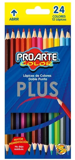 LAPICES 12UND COLOR 24 COL DOBLE PUNTA PROARTE 28569 LAi