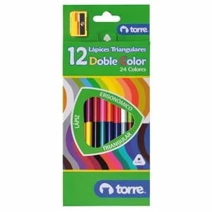 LAPICES 12UND COLOR 24 COL DOBLE PUNTA TRIANG TORRE. LAi