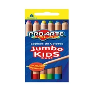 LAPICES COLOR JUMBO 6 COL KIDS 3EN1 PROARTE 29003i