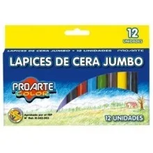 LAPICES DE CERA JUMBO 12 COL PROARTE GRUESO 13022i