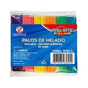 PALOS DE HELADO COLORES PROARTE 50 UND 16736-3i