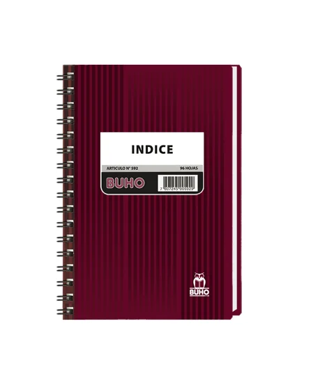 CUADERNO INDICE 1/2 OFICIO 96 HJS ART 592 BUHO ESPIRAL