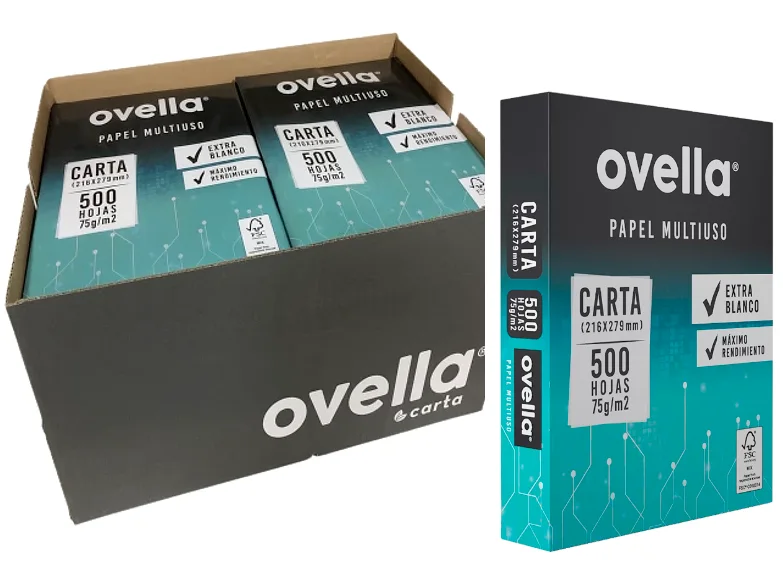 CAJA RESMA 10 UNIDADES PAPEL CARTA, 500HJS 75GR , OVELLA