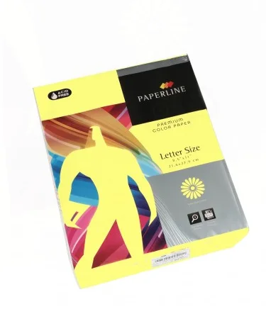 RESMA DE PAPEL CARTA 500HJS COLOR AMARILLO PAPERLINE