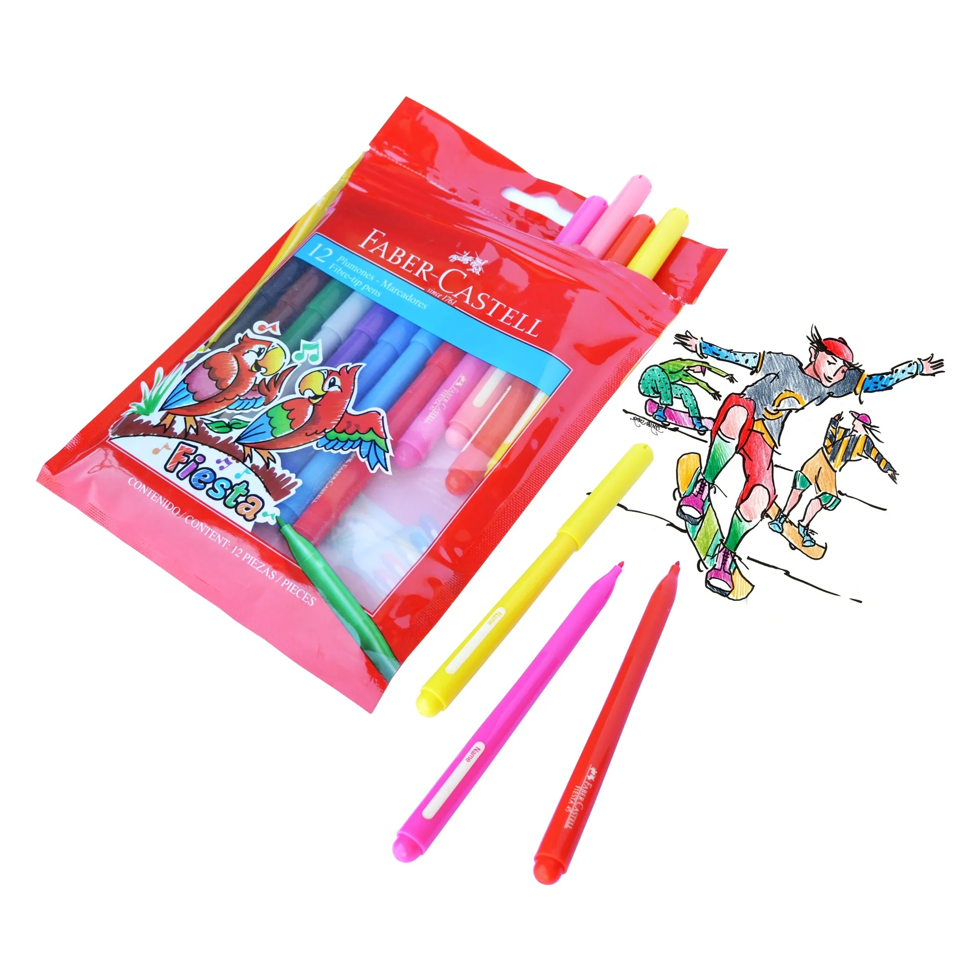 PLUMONES COLOR 12 COL FABER CASTELL FIESTA 31245i
