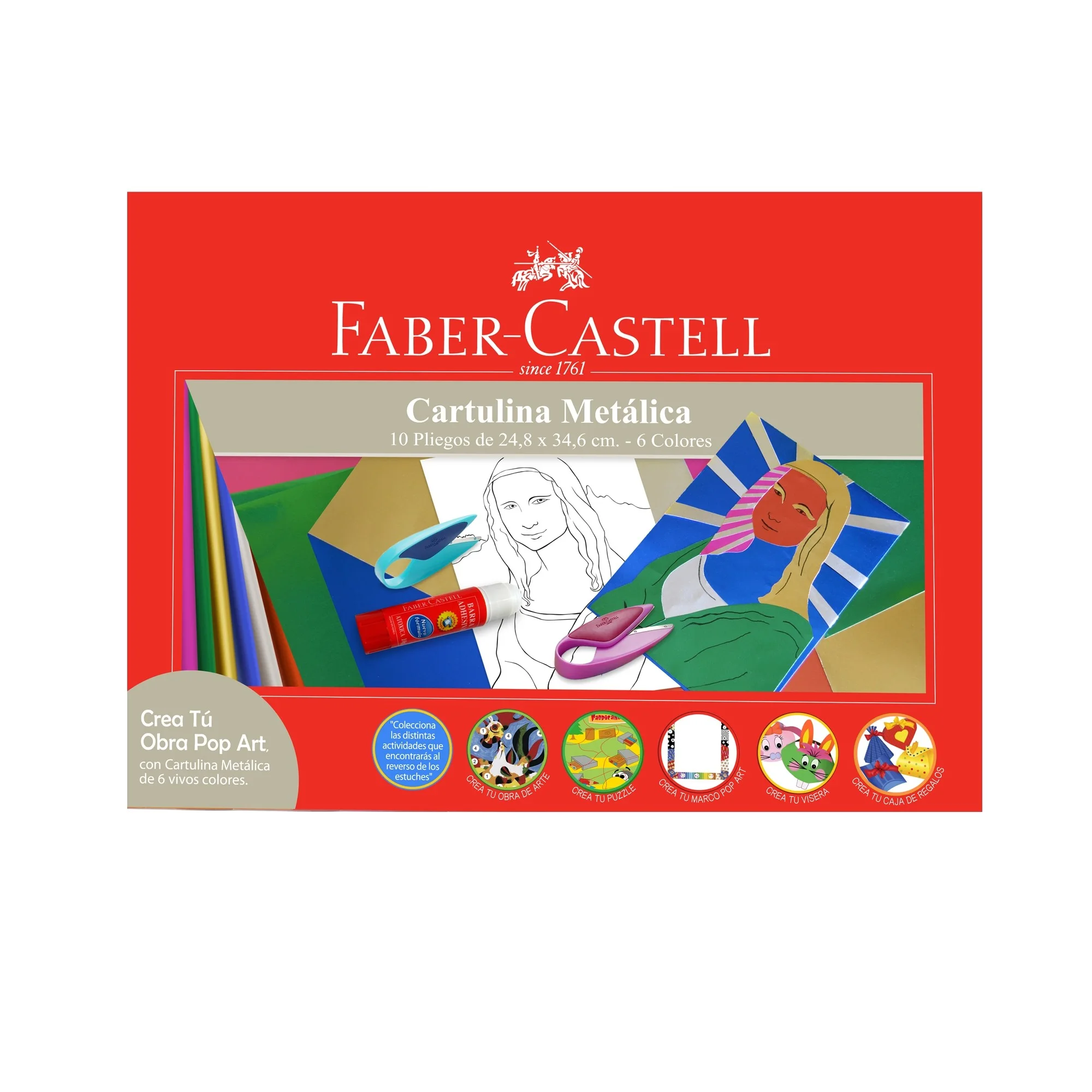BOLSON CARTULINA METALICA 10 HJ 7COL FABER 500003i