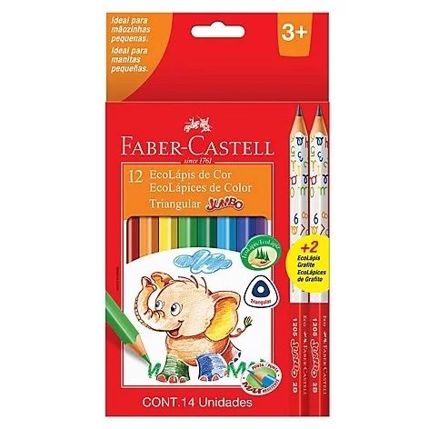 LAPICES COLOR JUMBO 12 COL+2GRAFITO FABER 1125012i