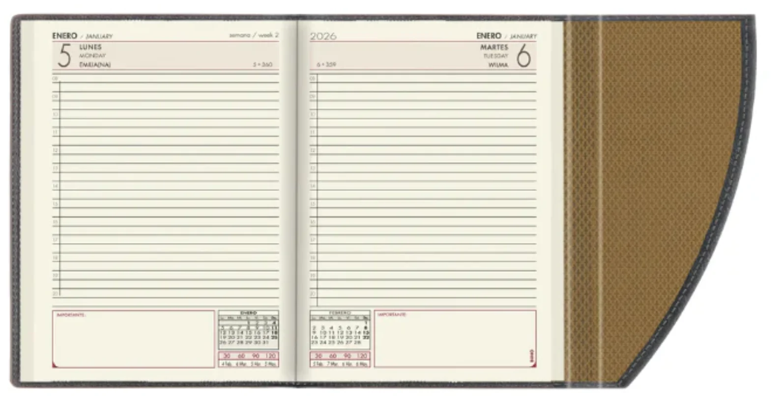 AGENDA 2026 BUHO 16CM  x 21CM DIA PAGINA 9805 TAPA MAGNETICA MANAGER LEGACY