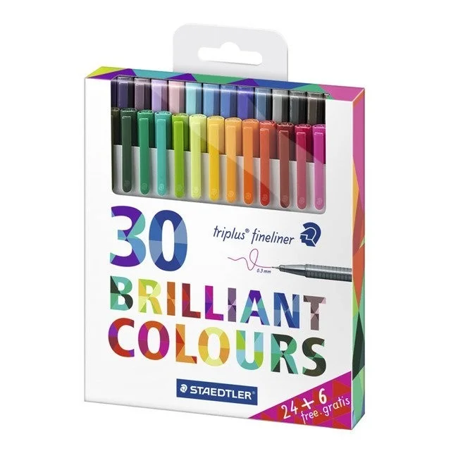 SET FIBRA FINELINER STAEDTLER 30 COL BRILLANTE334i