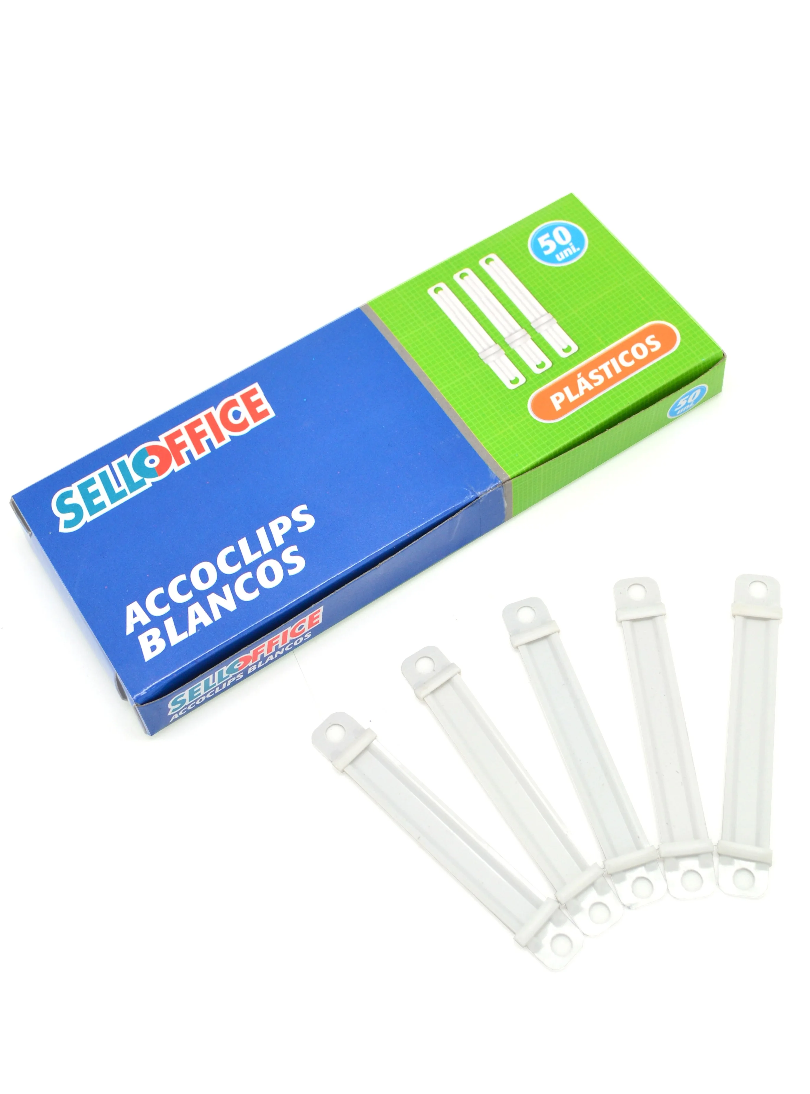 ACCOCLIPS PLASTICO SELLOFFICE 50UND BLANC3B001020i