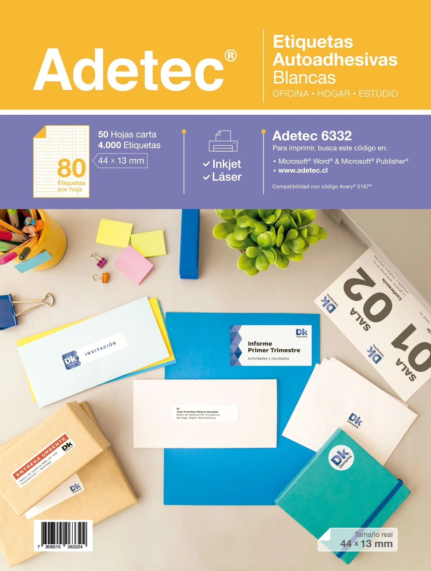 ETIQUETA 44 X 13 80 ETIQUETA 50 HJS ADETEC 6332i