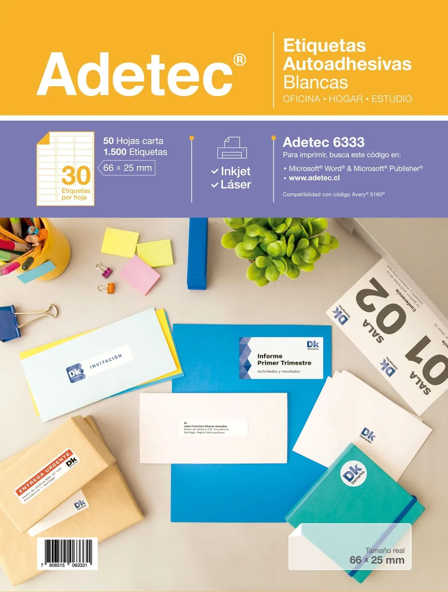 ETIQUETA 66 X 25 30 ETIQUETAS 50 HJS ADETEC 6333i