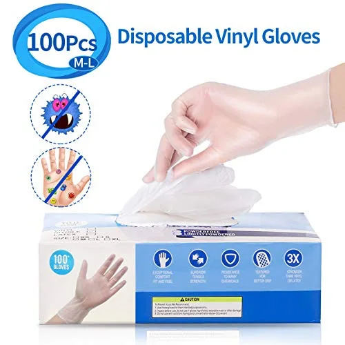 GUANTES DESECHABLE M VINILO FREE S/POLVO 100U TRANSPARENTE