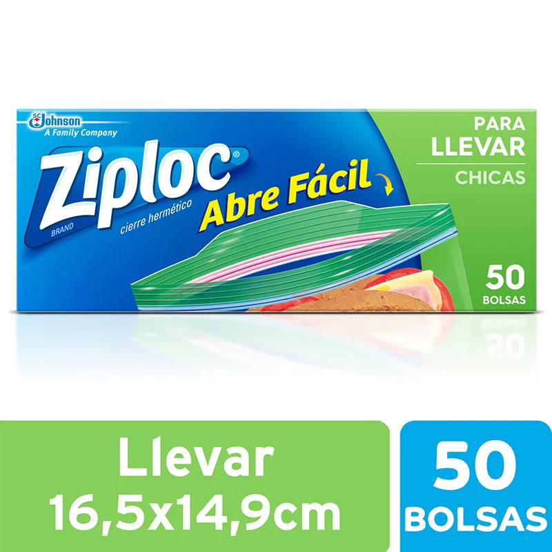 BOLSA CIERRE HERMETICO 15 X 16 ZIPLOC 50UND CHICA