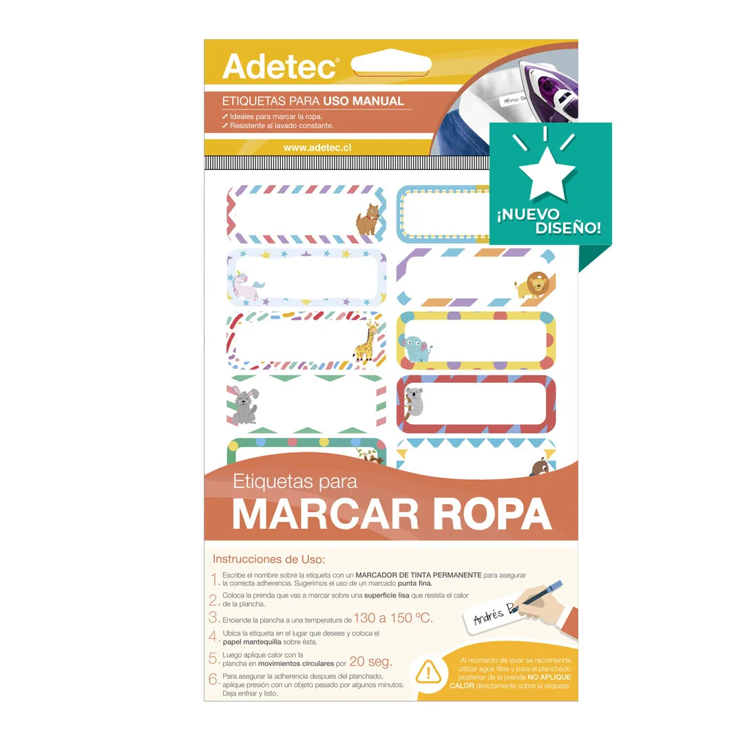 ETIQUETA ROPA PLANCHA 63 X 25 16UN ADETEC 2510
