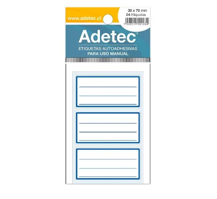 ETIQUETAS ADHESIVAS ESCOLAR 35 X 70 ADETEC AZUL
