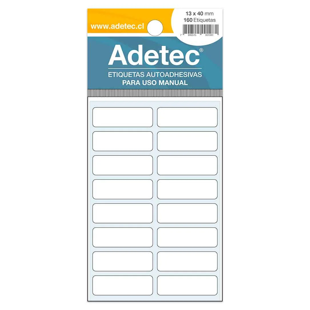 ETIQUETAS MANUAL 13 X 40 ADETEC 160UND