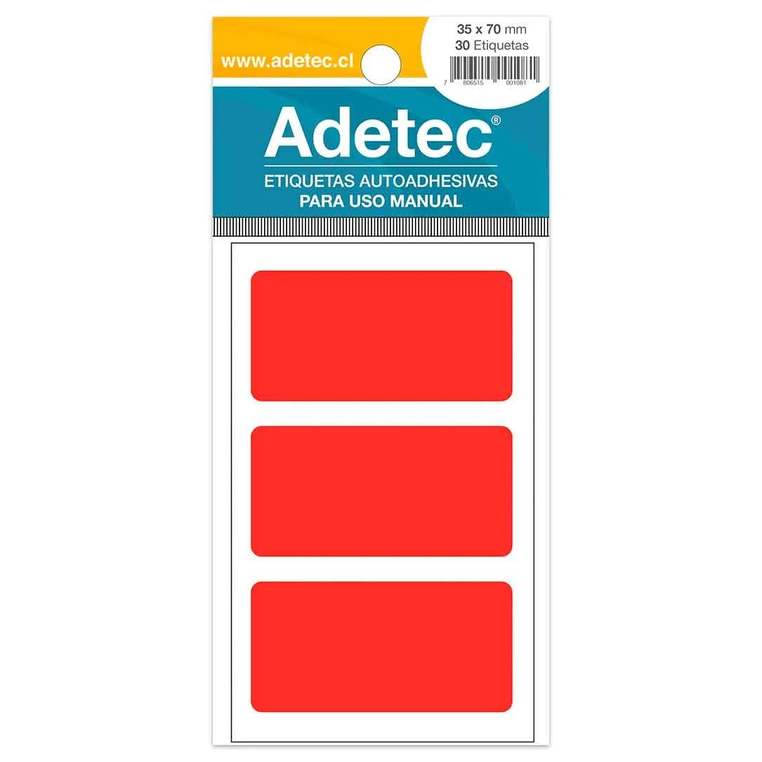 ETIQUETAS MANUAL 35 X 70 ADETEC ROJA