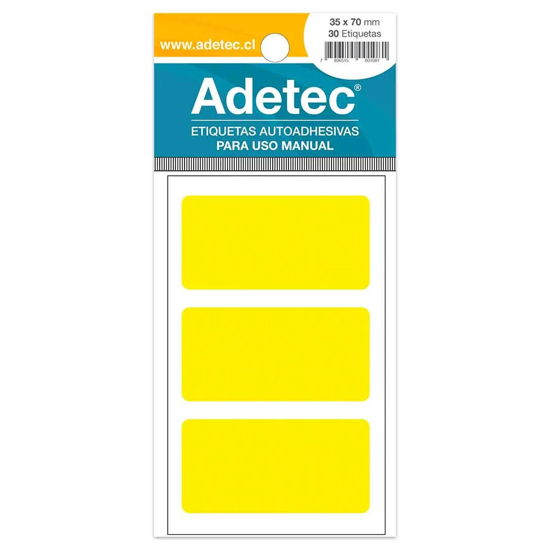 ETIQUETAS MANUAL 35 X 70 ADETEC AMARILLO 2105