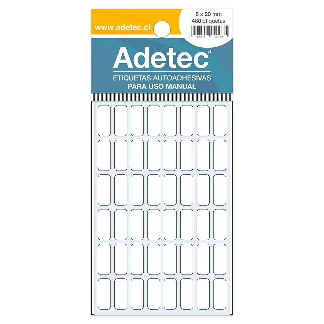 ETIQUETAS MANUAL 8 X 20 ADETEC 480UND 109