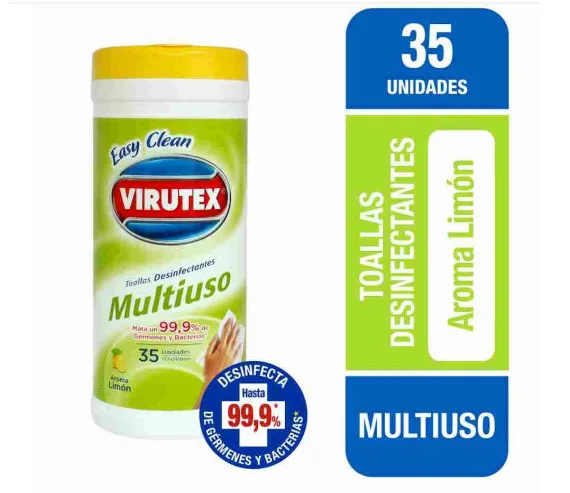 TOALLA DESINFECTANTE VIRUTEX AROMA LIMON 35 UND
