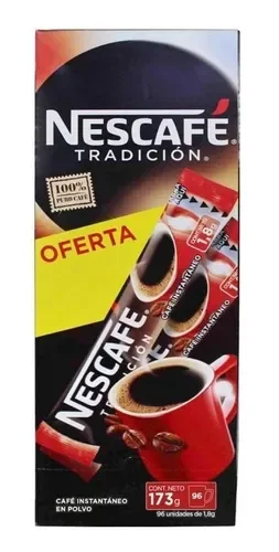 CAFE 1.8G 96 SOBRE INDIVIDUALES NESCAFE + TAZA ROJA GRATIS