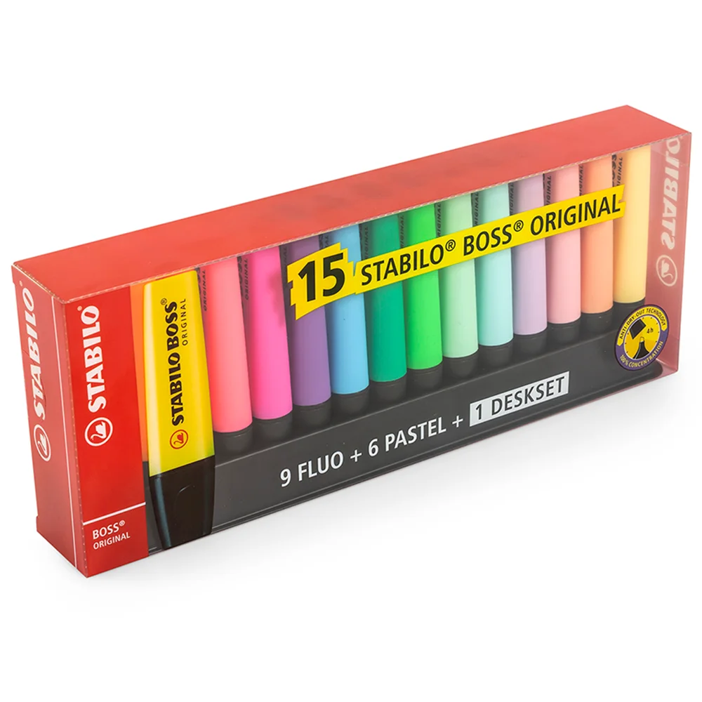 DESTACADOR 15 COLORES NEON PASTEL STABILO 376903