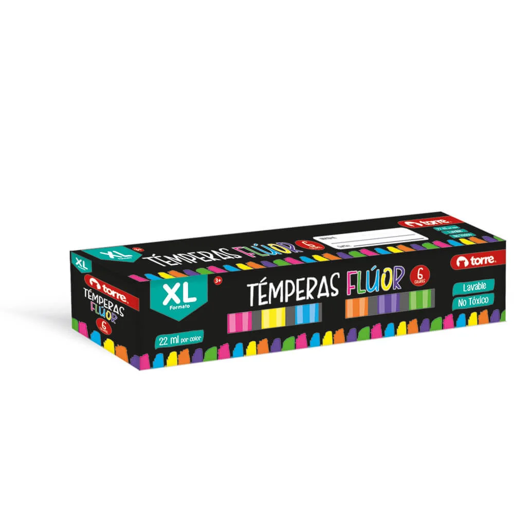 TEMPERA 6 COLORES FLUOR XL TORRE 6UND 31792