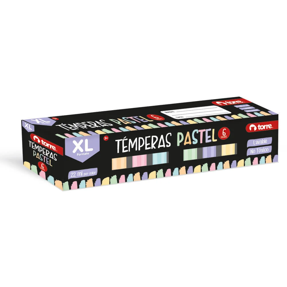 TEMPERA 6 COLORES PASTEL XL TORRE 6UND 31791