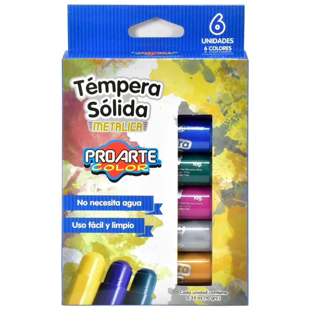 TEMPERA SOLIDA METALICA 6 COL 10G PROARTE 30850-1