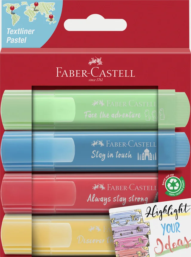 SET 4 DESTACADORES PASTEL FABER CASTEL 254625