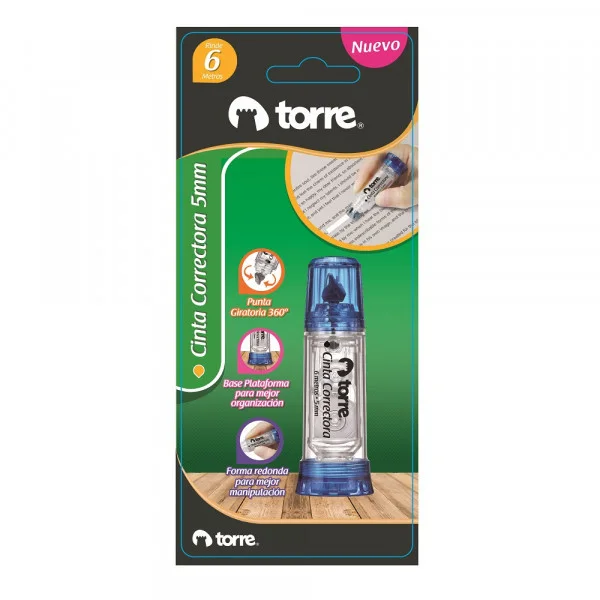 CORRECTOR CINTA 5MM X 6MT TORRE COLORES 30284 NO MANCHA