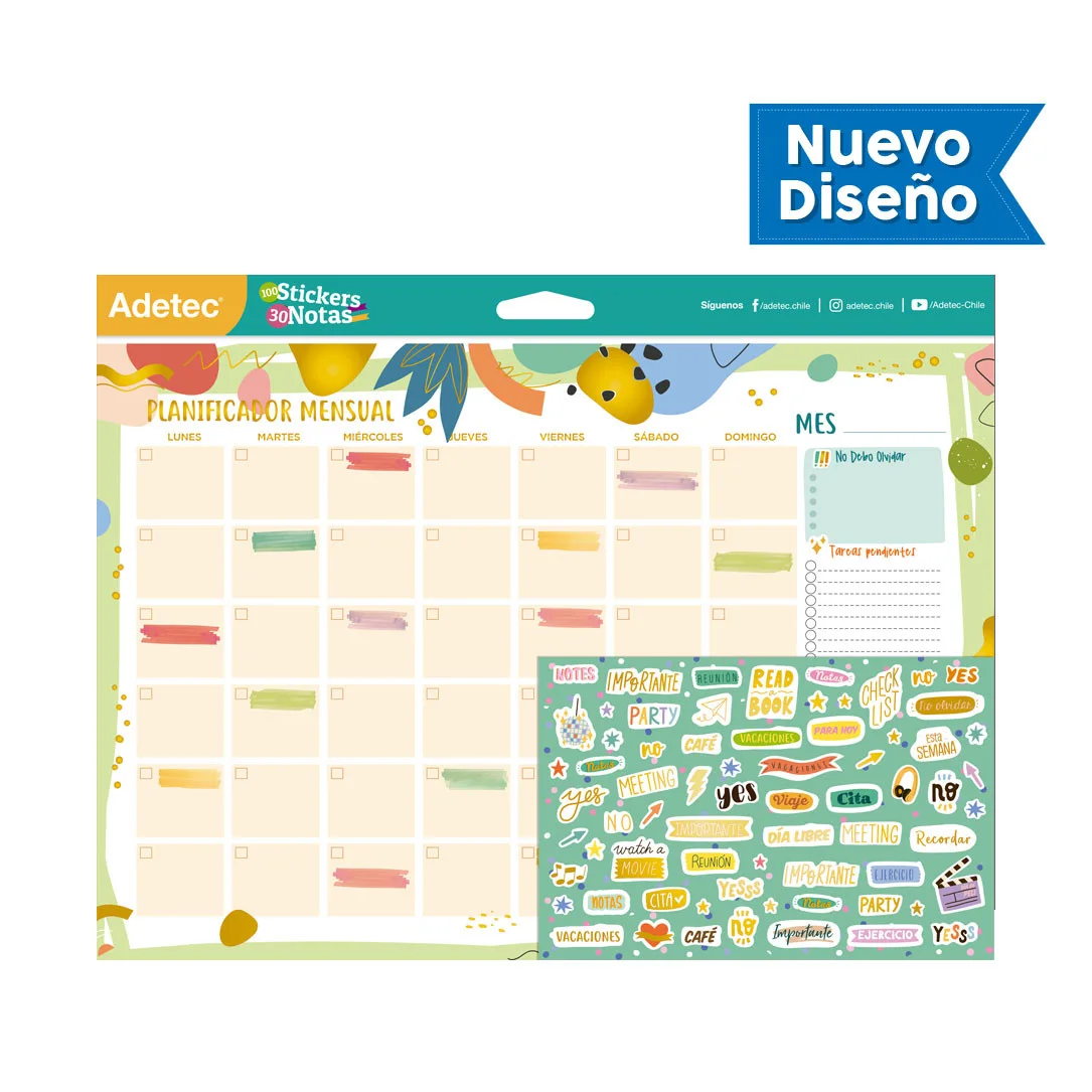 PLANIFICADOR MENSUAL 100 STCK 20 NOTAS ADETEC 432