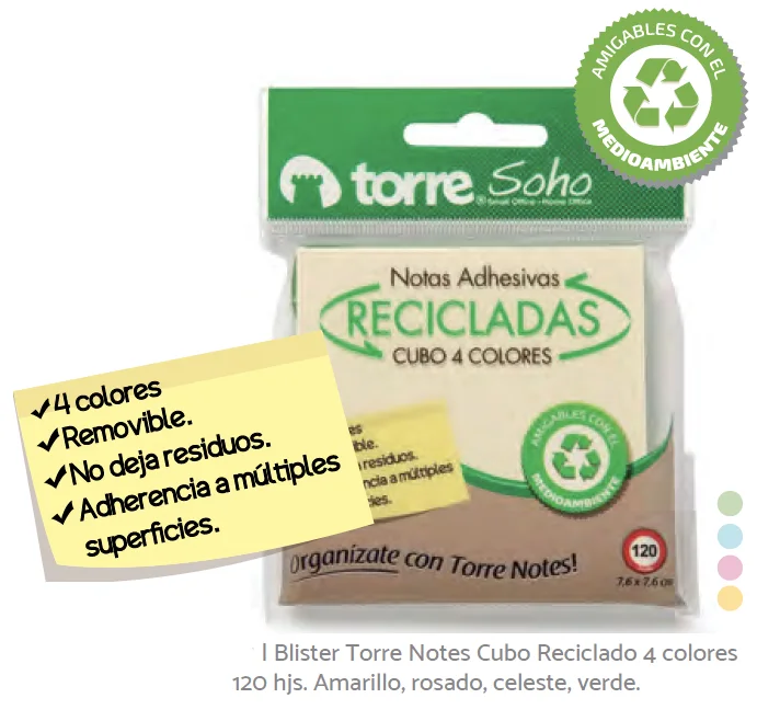 POST IT  76 X 76 AMAR RECICLADO TORRE 100HJ 29887 ECOLOGICO