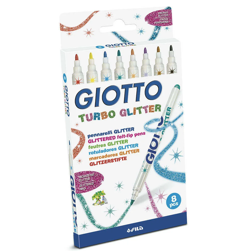 PLUMONES COLOR 8COL GLITTER TURBO GIOTTO