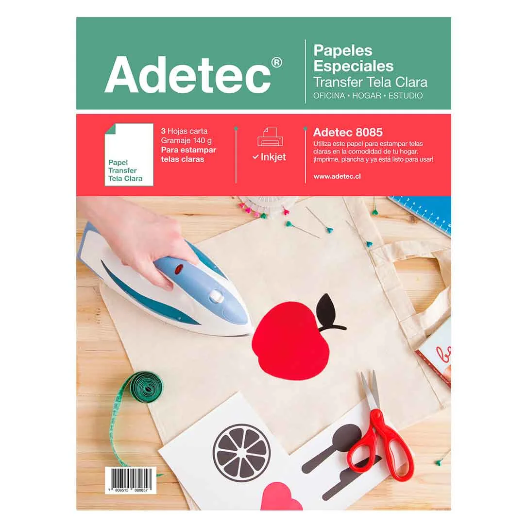 PAPEL TRANSFER ESTAMPAR CLARAS 3 HJS ADETEC 8085