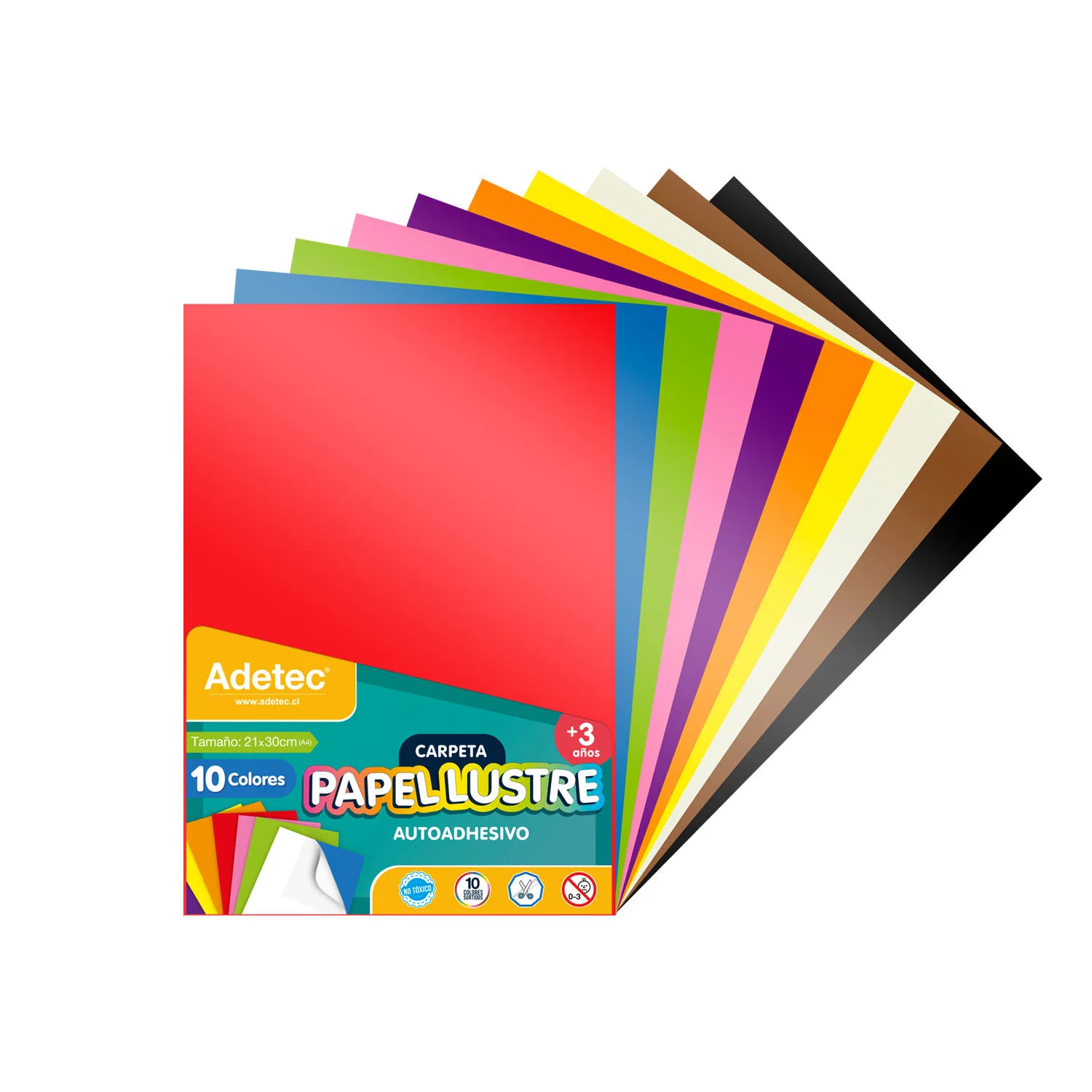 PAPEL LUSTRE AUTOADHESIVO 10COL 21 X 30 ADETEC 920