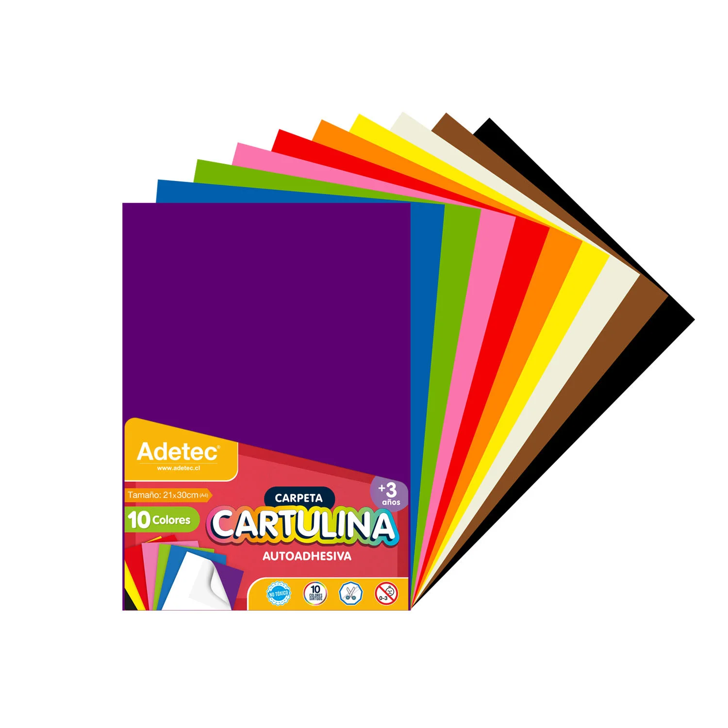 CARTULINA AUTOADHESIVA 10 COL 21 X 30 ADETEC 910