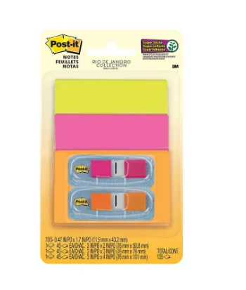 PACK POST IT 3M 3 COLORES + 2 BANDERITAS RIO DE JANEIRO
