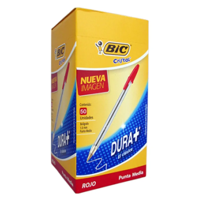 CAJA LAPIZ PASTA BIC MEDIANO ROJO 50 UND