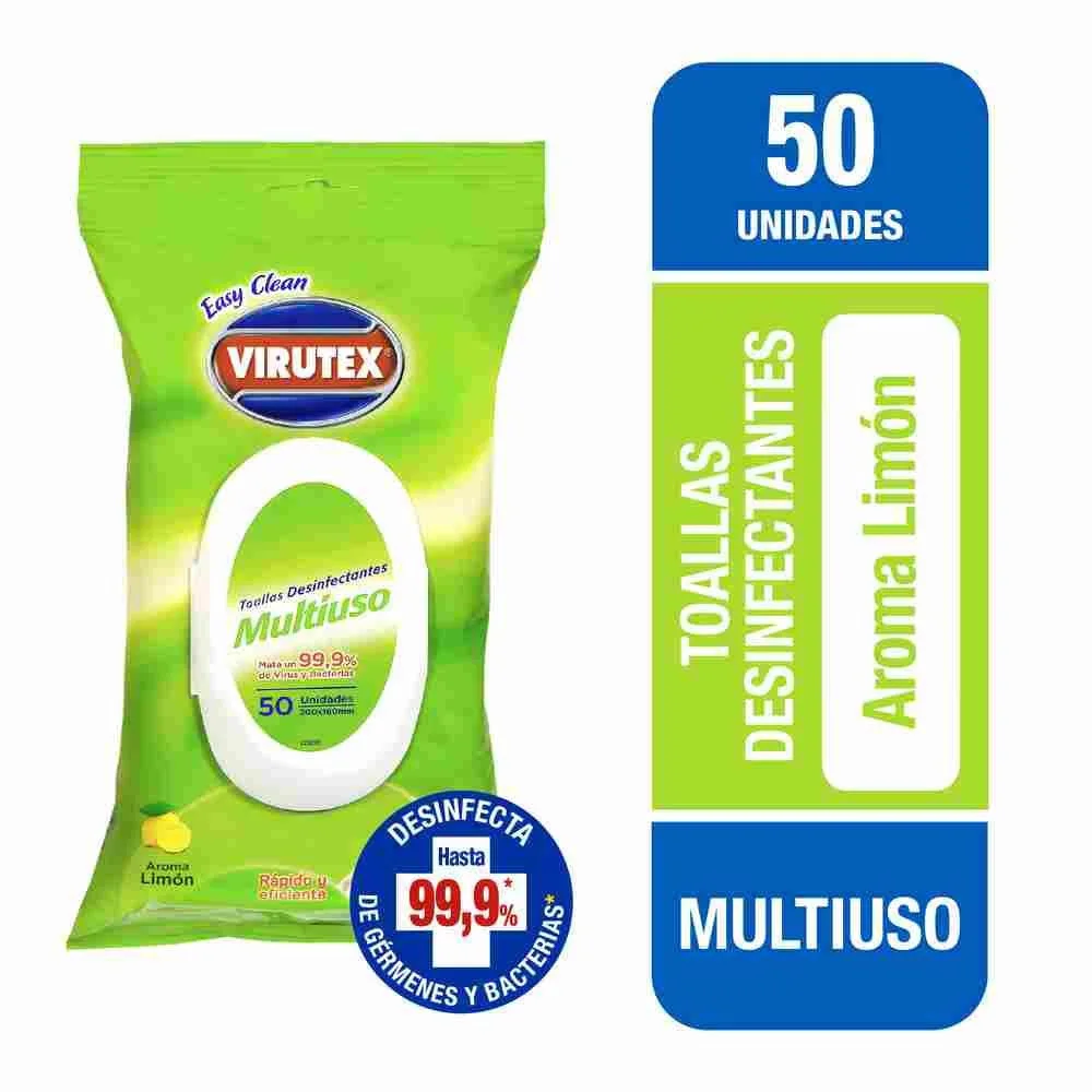 TOALLA DESINFECTANTE 50UND FLOWPACK VIRUTEX LIMON