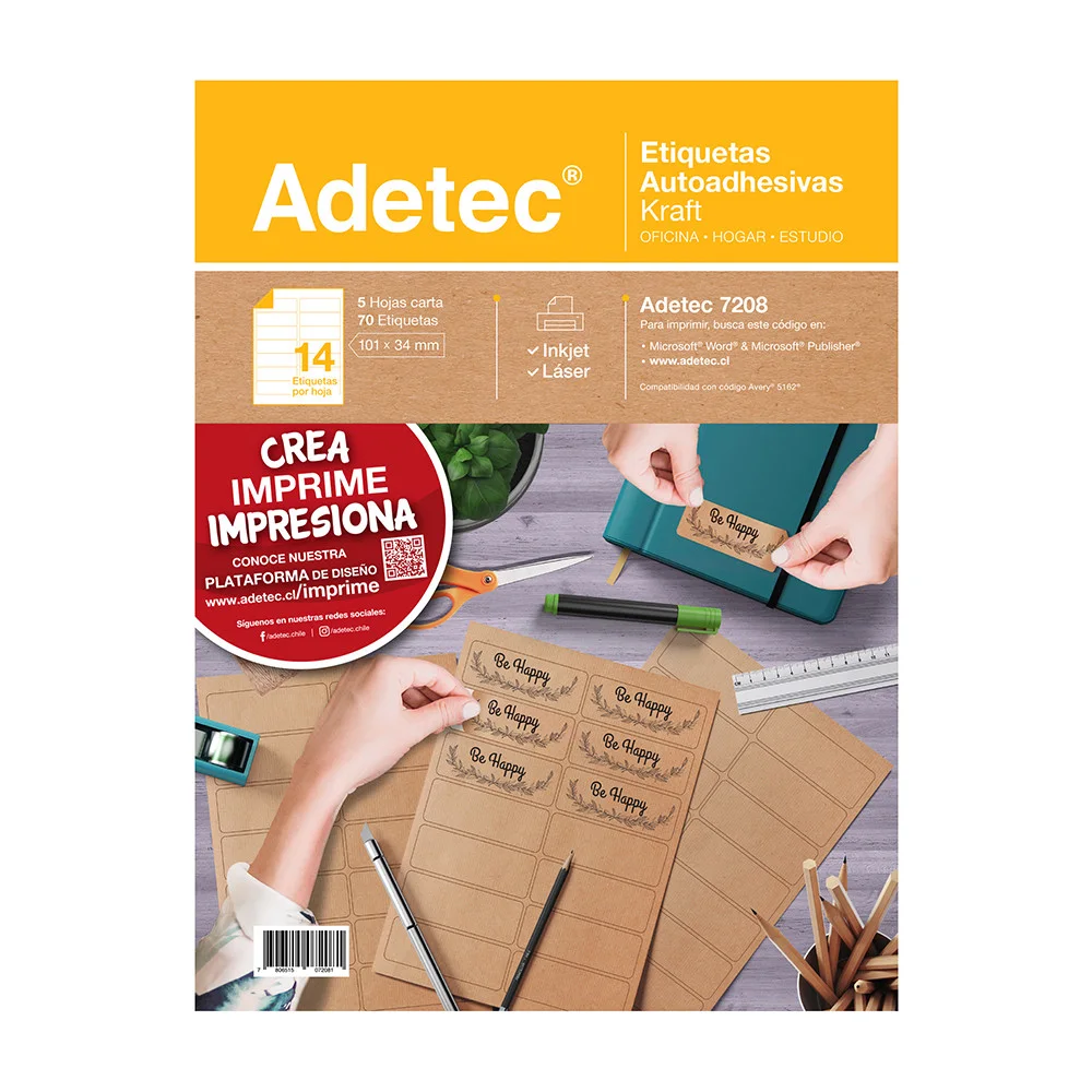 ETIQUETA 101 X 34 14 ETI 5 HJS ADETEC KRAF 7208 ECOLOGICO