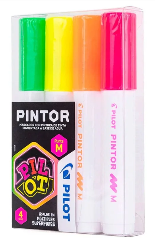 SET MARCADOR MULTIPLES SUPER PINTOR PILOT 4UN NEON